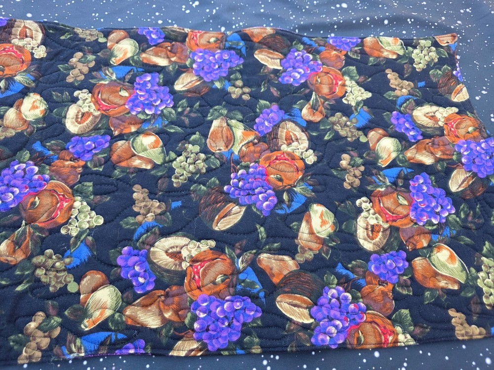 Handmade Quilted table Runner Fruit Grapes pears dates black purple leaves