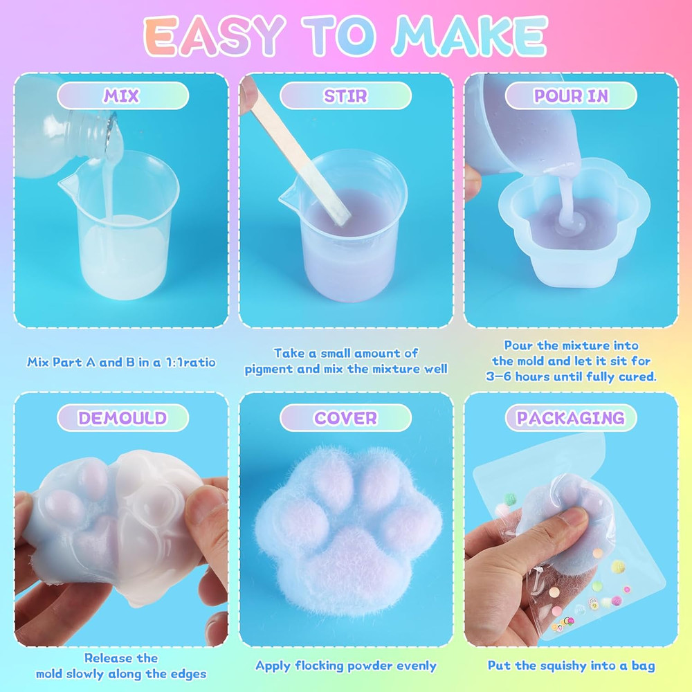 Taba Squishy Kit with 10 Molds, 18OZ Liquid Silicone Squishy Making Kit with Gui