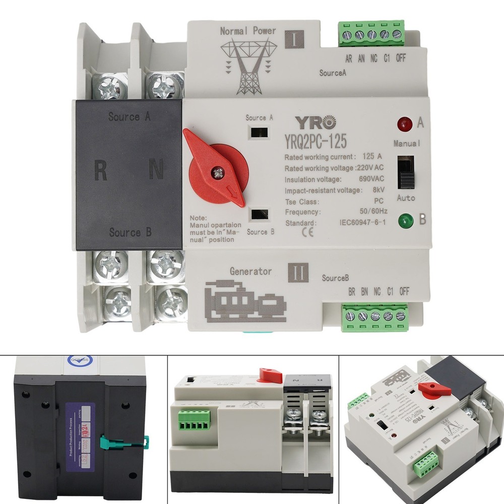 AC 220V Transfer Switch Kit,Transfer Switch Changeover Switch 125A 50/60Hz