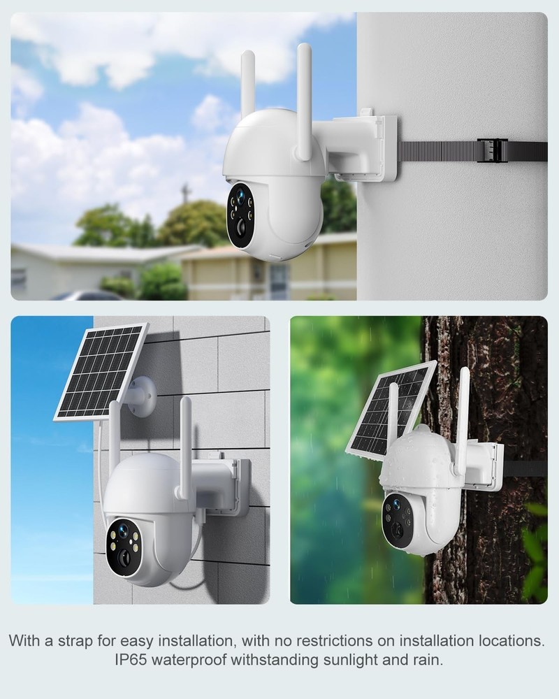 3MP 4G LTE Cellular Solar Security Camera PIR Motion Sensor Free Unlimited Data