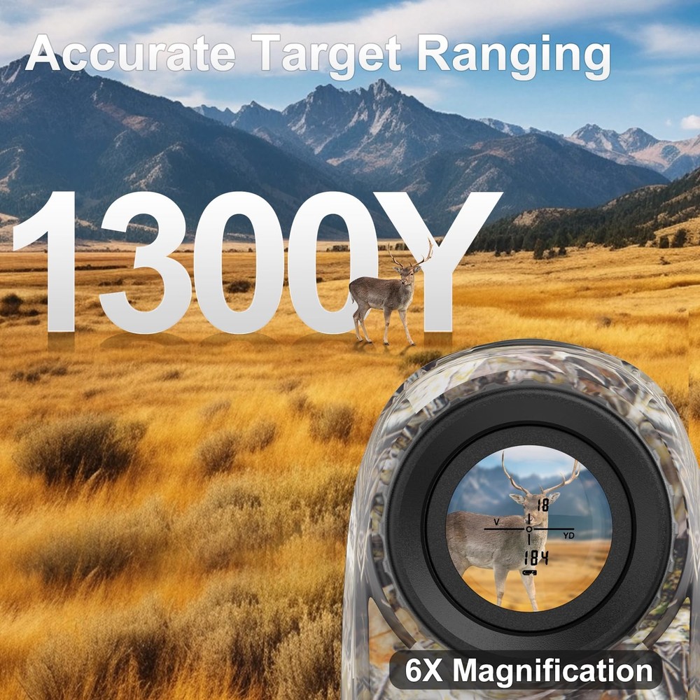 FLYSTONE Precision Laser Range Finder for Golf & 1300m Range, Camouflage