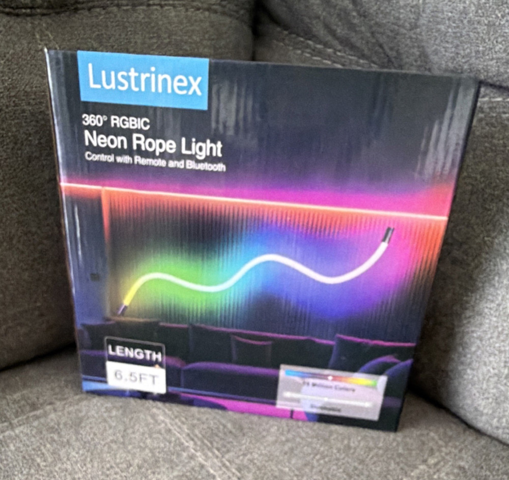 Lustrinex RGBIC Neon Rope Light 6.5FT Multicolor LED Remote Bluetooth Control