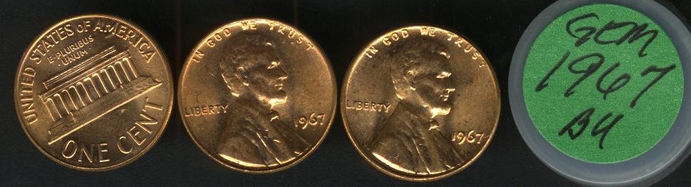 1967-P LINCOLN CENT BU RED ROLL