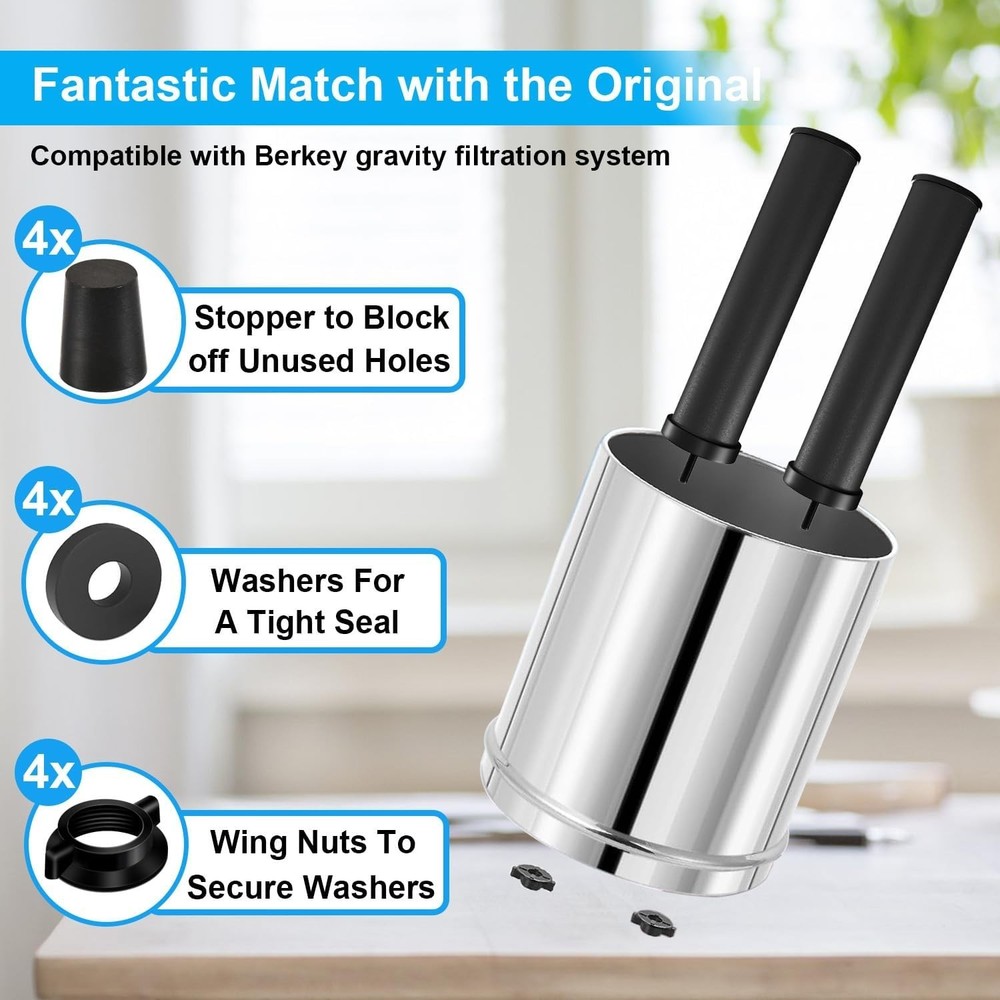 Replacement Kit for Berkey® Water Filter System Elements - 4 wing nut Black