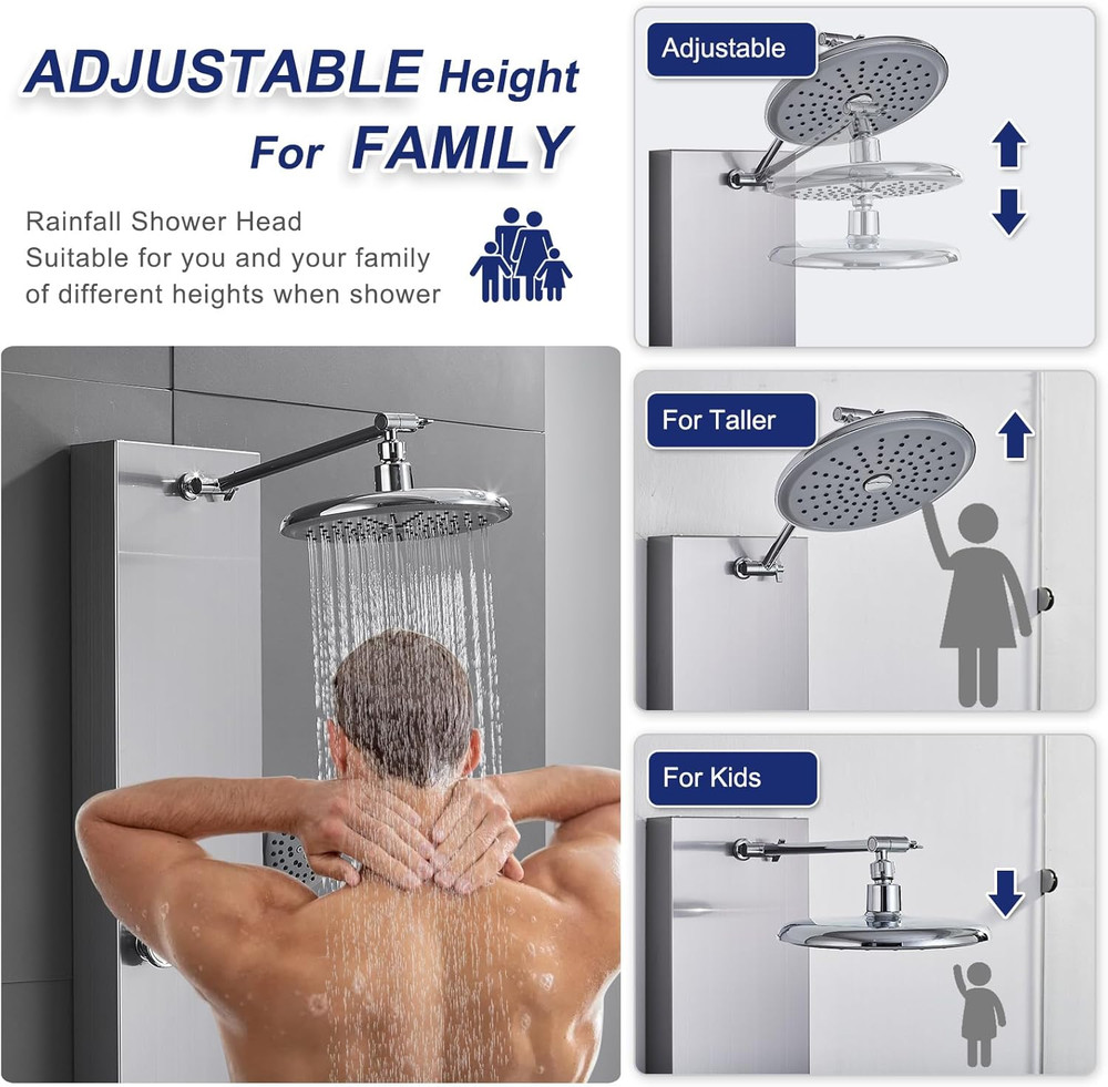 Luxury Rainfall Shower Panel with Massage Jets & Handheld Sprayer