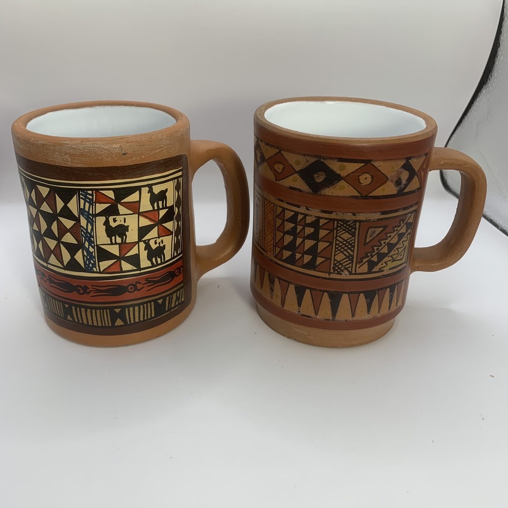 Pair Of Peruvian Terracotta Mugs