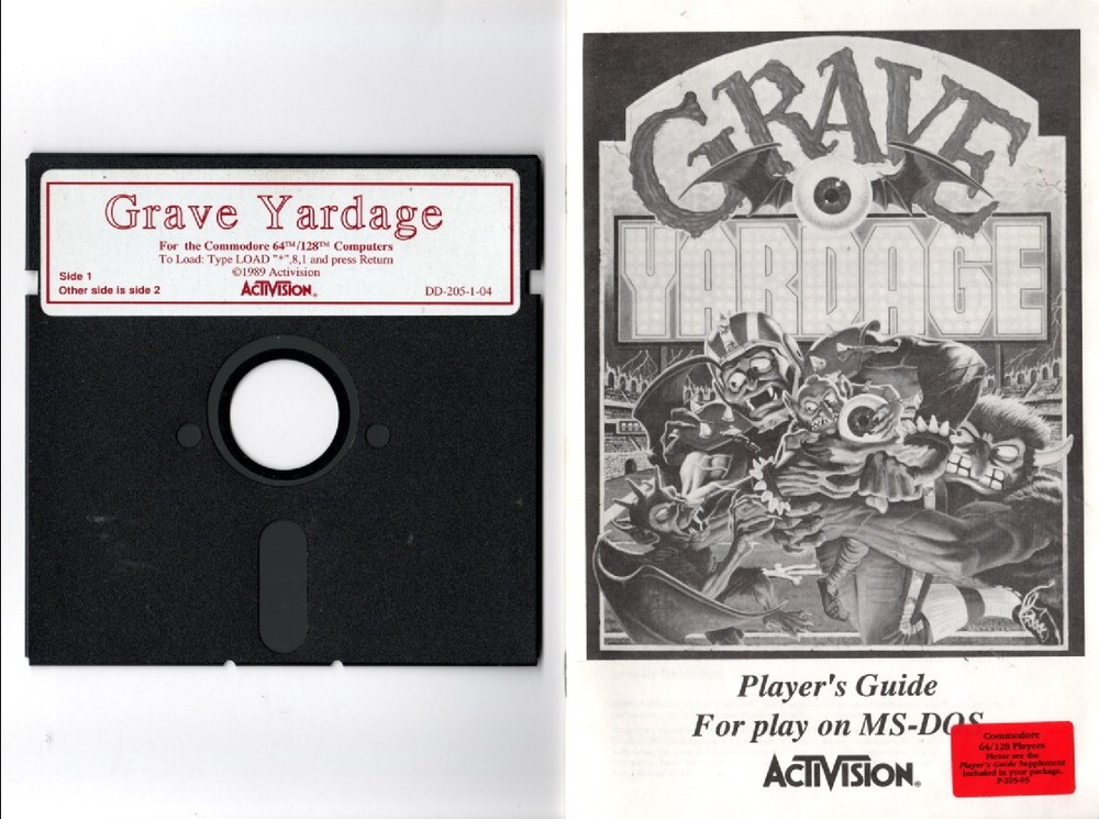 Commodore 64-128 - Activision Grave Yardage - Original Disk and Manual