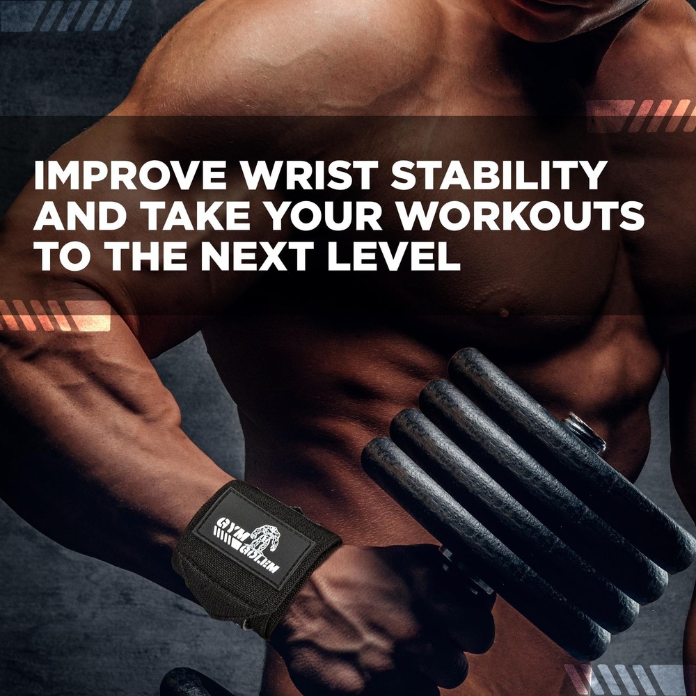 GYM GOLEM Wrist Wraps 18Inch Premium Support Wraps with Thumb Loop for Power...