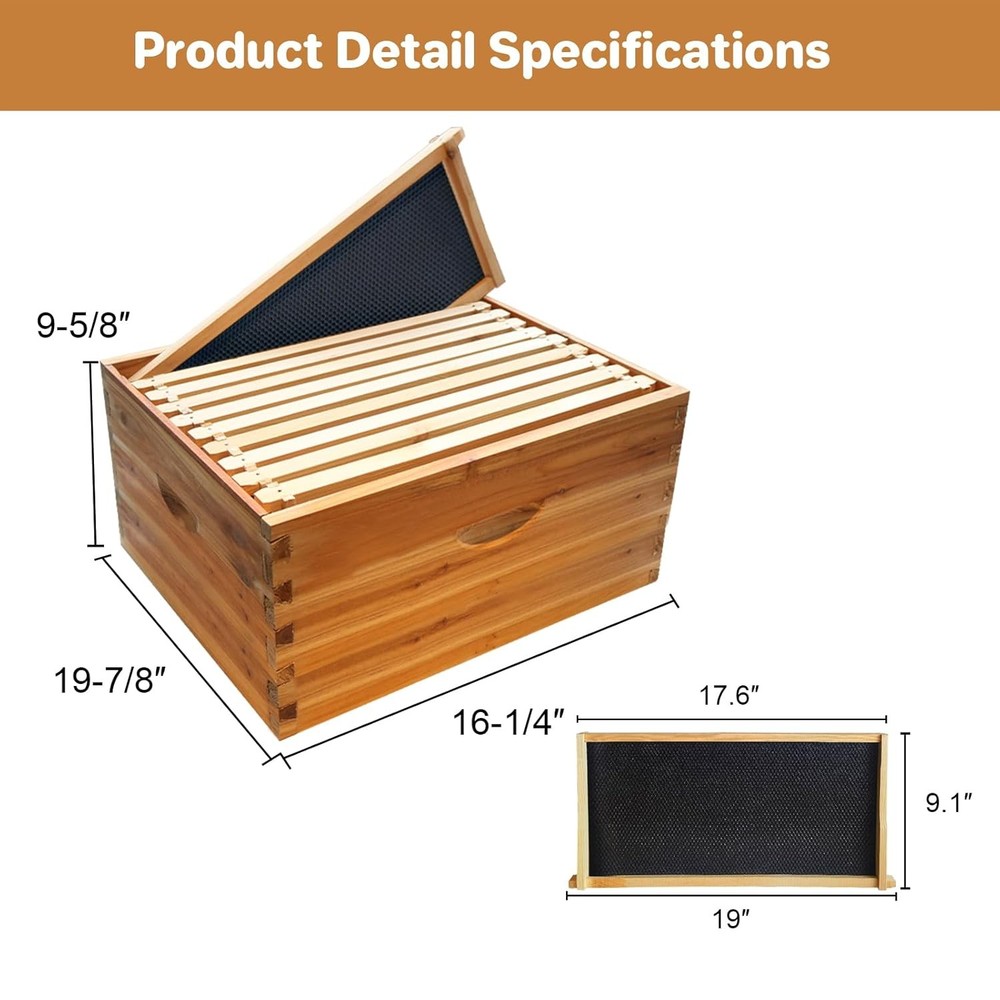 10-Frame Langstroth Beehive Kit with 10 Deep Frame Box Beekeeping Supplement