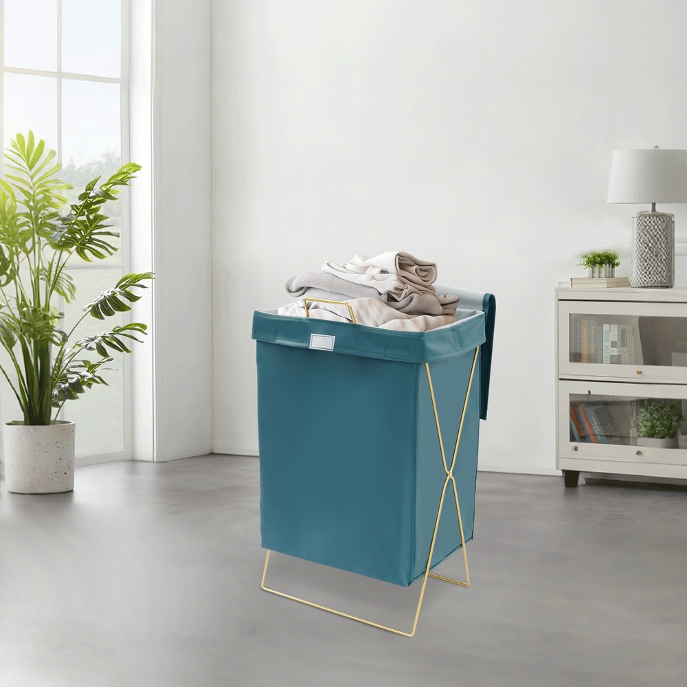 X-Frame Laundry Basket, Dirty Clothes Basket w/Lid, Foldable Laundry Hamper