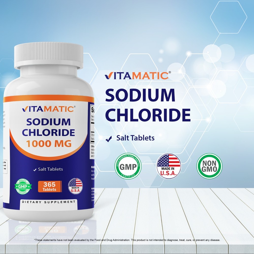 Vitamatic 3 Pack Sodium Chloride 1000mg, 365 Tablets