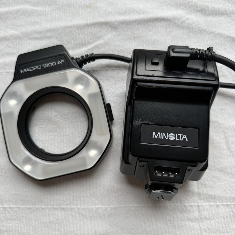 Minolta Macro Flash 1200 AF Control Unit w/ Manual Ring Macro Maxxum Tested