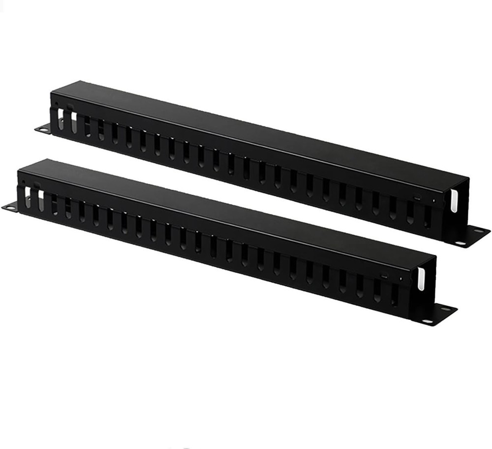2-Pack 19 Inch 1U Cable Management Horizontal Cable Rack Mount Manager with m...