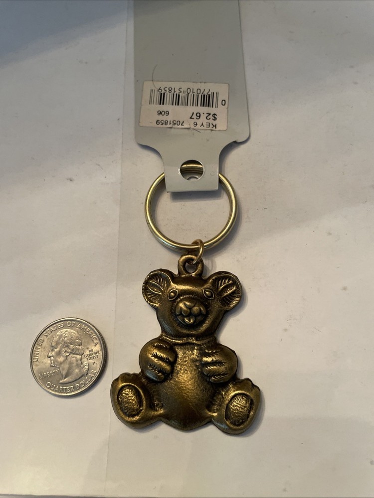 Vintage Brass Teddy Bear Key Ring