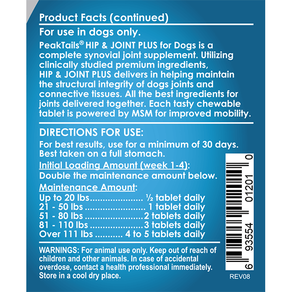 PeakTails Hip and Joint Plus Supplements for Dogs