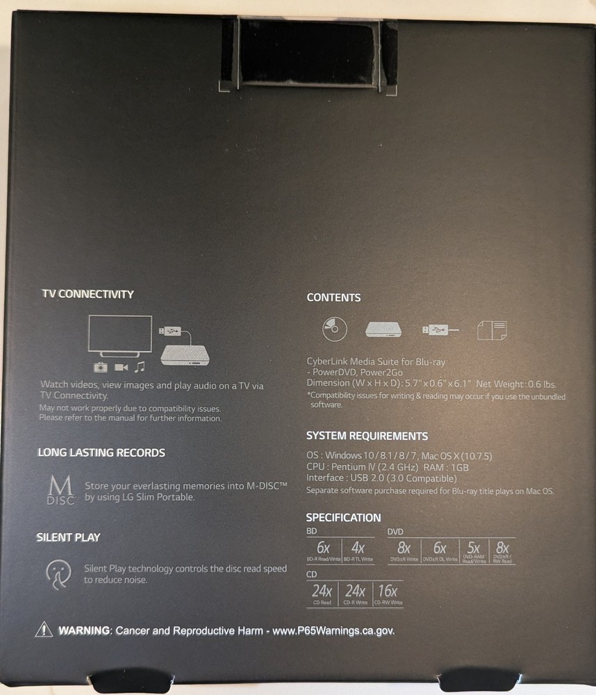 LG WP50NB40 External UHD Friendly 4K Blu-ray Burner LibreDrive MakeMKV DVDFab