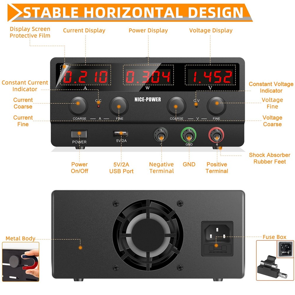 DC Power Supply Variable 30V 10A Adjustable Switching Regulated High Precisio...