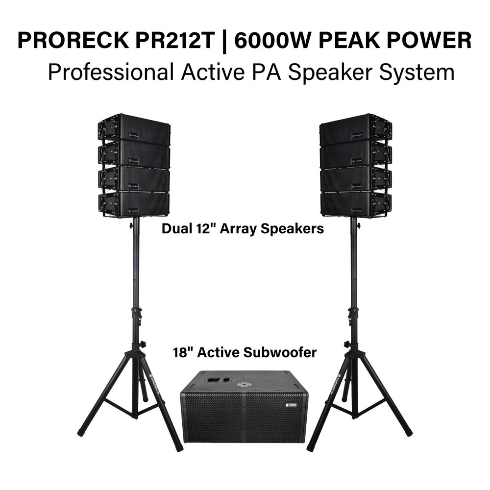 PRORECK DJ Speaker Powered Line Array System Set 6000W P.M.P.O Stere Combo Set