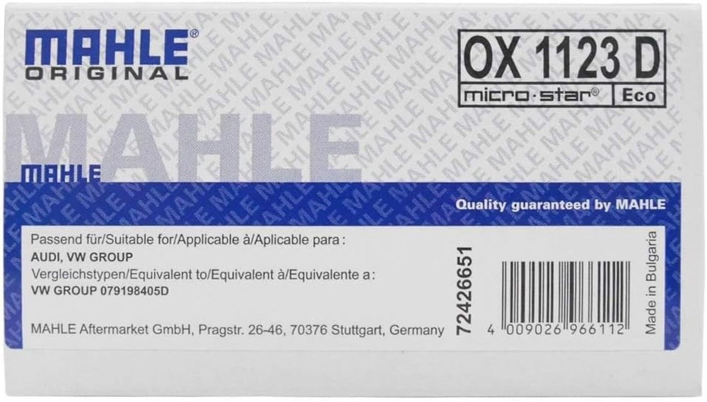 Mahle Oil Filter - OX1123D
