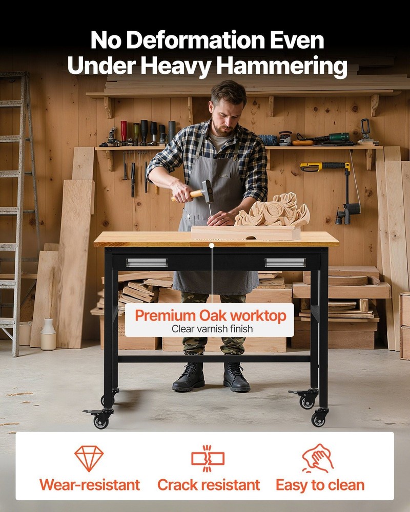 48-inch Workbench, 1500 lbs Load Capacity, Garage Workbench with Drawer Storage