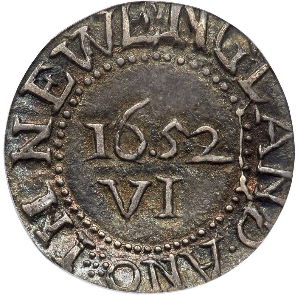 1652 OAK TREE 6PENCE PCGS MS 62
