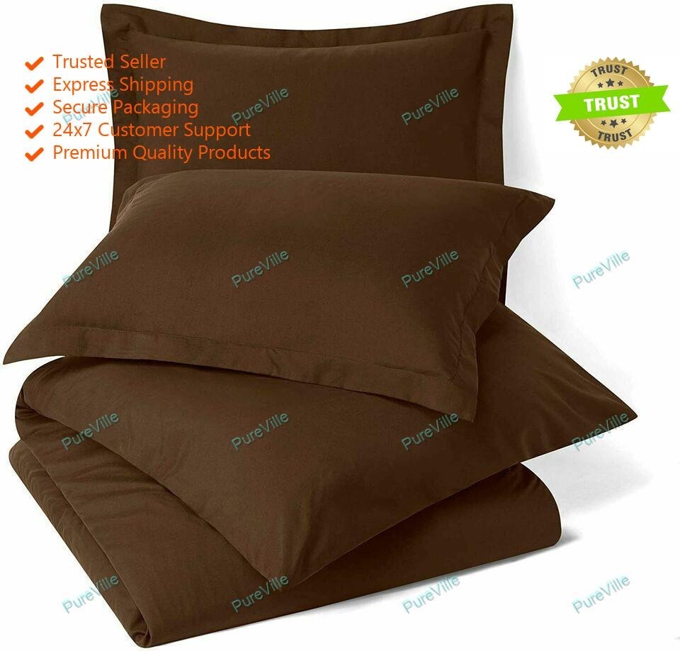 Bed Sheet Pillow Cover Brown 1800 Count Deep Pocket Microfiber Brown