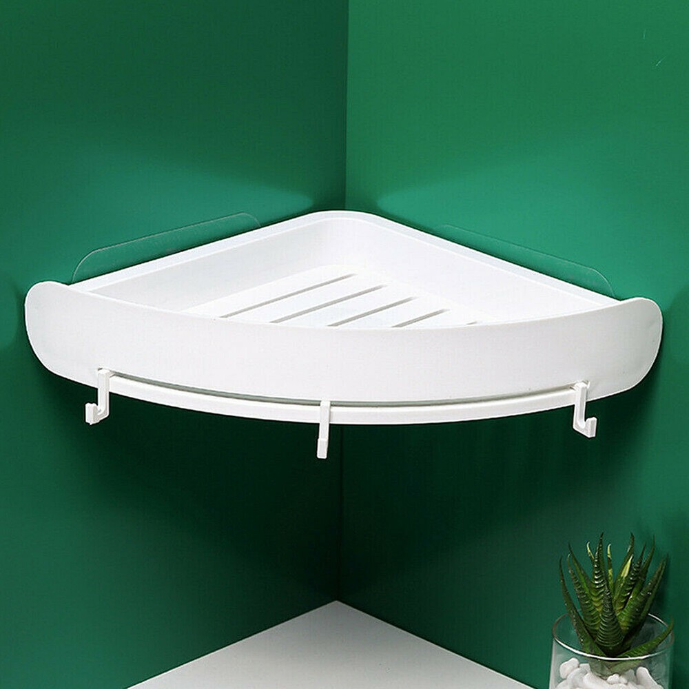 US 1-2Pc Triangular Shower Shelf Corner Storage Rack Bathroom Organizer Holder