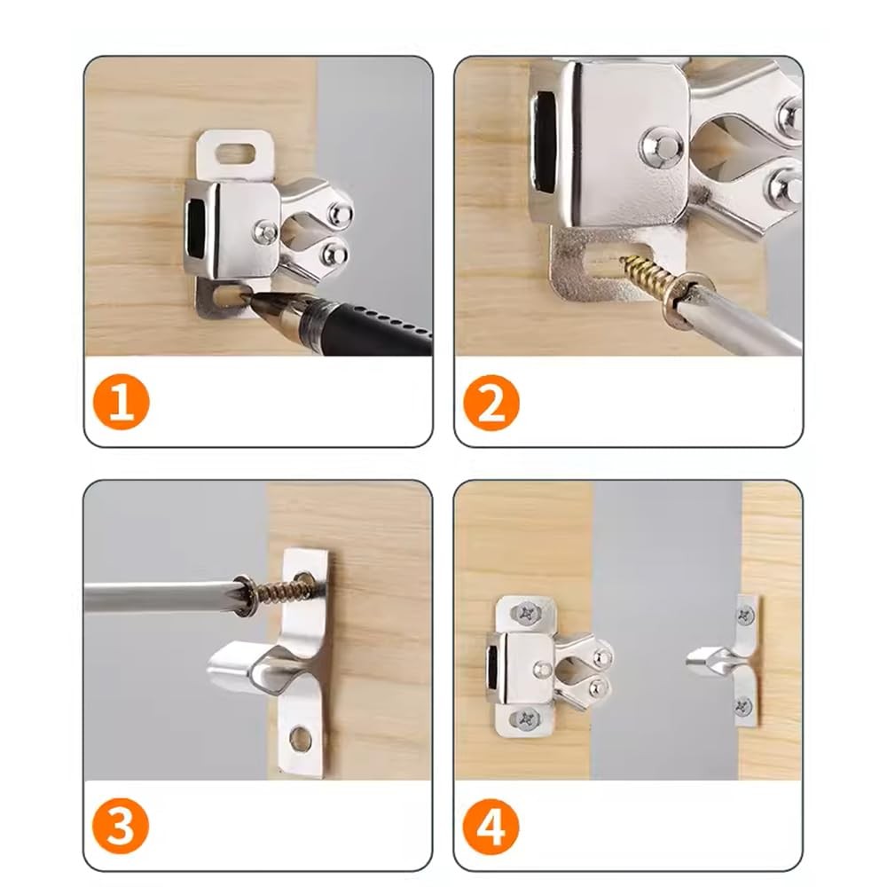 6 Pack Cabinet Latch - Double Roller Catch Hardware for Cupboard Closet Kitch...