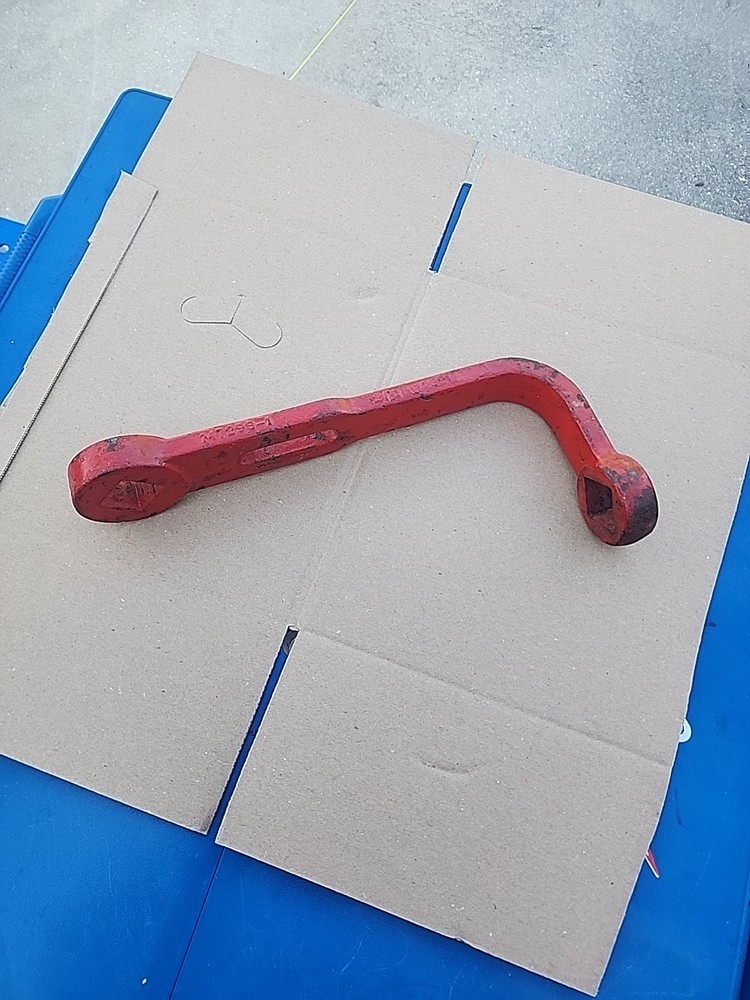 Vintage Fire Hydrant Spanner Wrench, Cast Iron, Red Paint. Old Tool