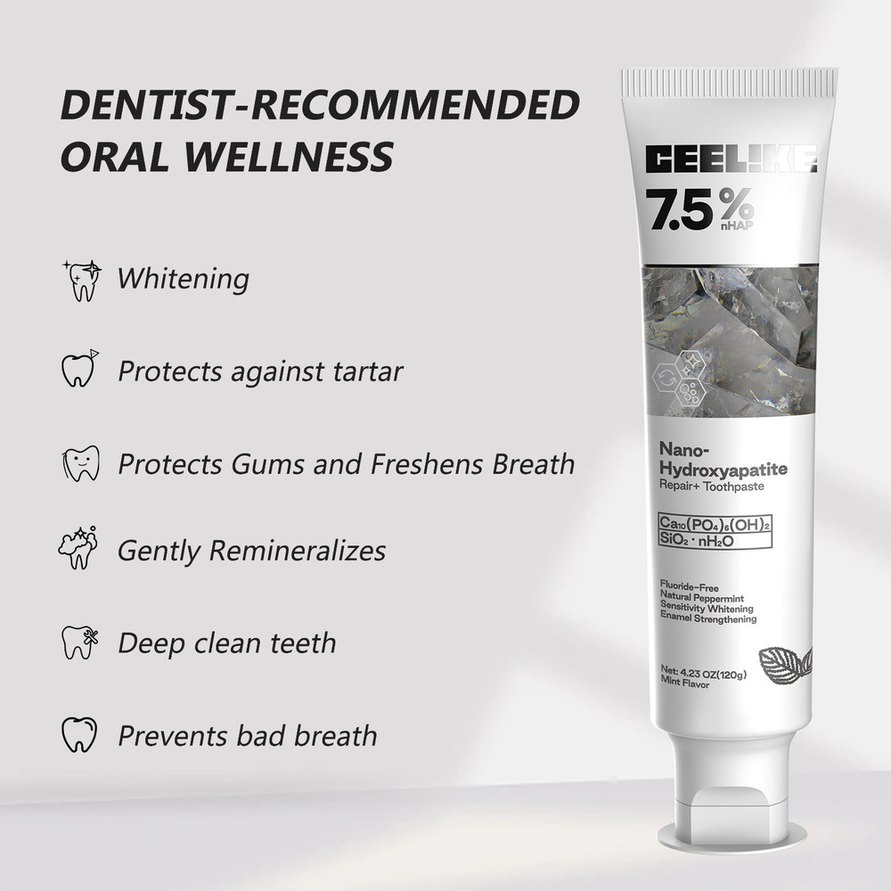 CEELIKE 7.5% nHAP Toothpaste & 5% nHAP Solid Toothpaste - 4.23 oz + 62 Tablets