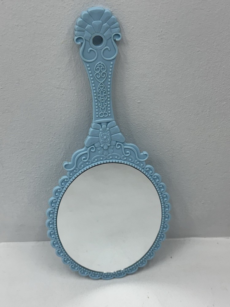 Fancy Floral Blue Handheld Mirror