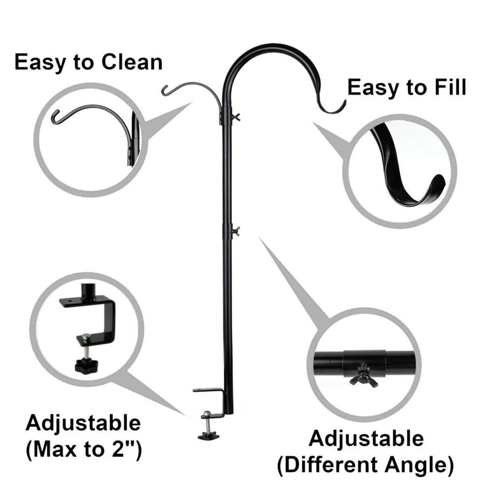 WOSIBO 2 Pack Three Span Deck Hook, 37 Inches Deck Bird Feeder Pole, Hanging ...