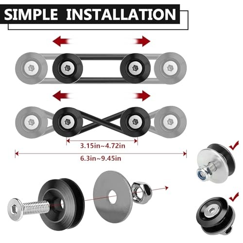 Universal Bumper Clips - Front Rear Quick Release Kit - 2 Set - Black