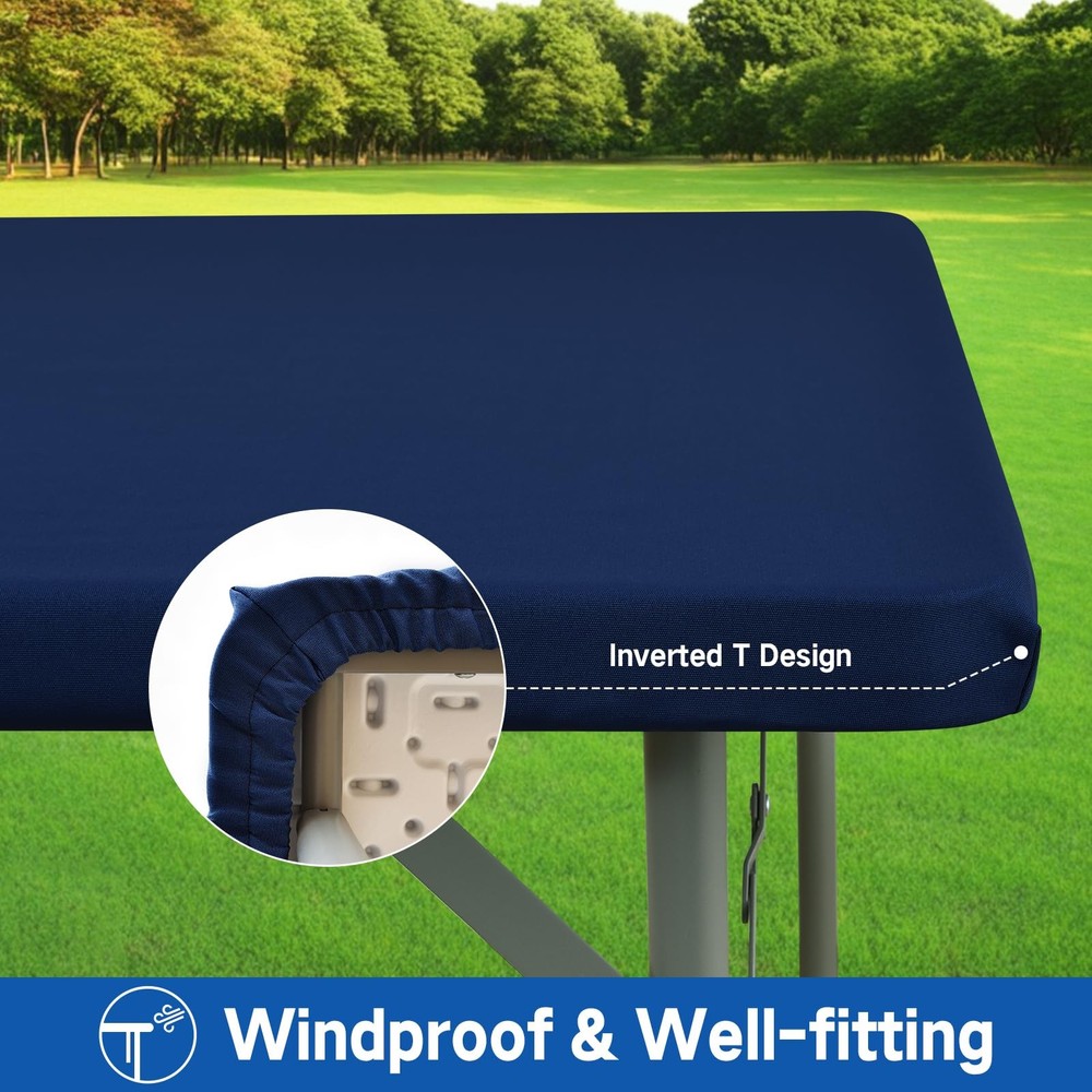 Square Elastic Fitted Tablecloth, Windproof Polyester Table Cover, Scratch Re...