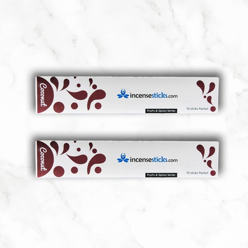 Coconut Incense 8" inch 10 Sticks Pack: 2 Packs