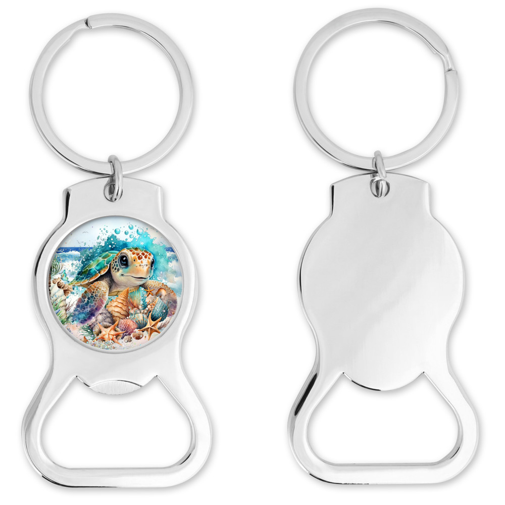 Sea Turtle Bottle Opener Keychain Round