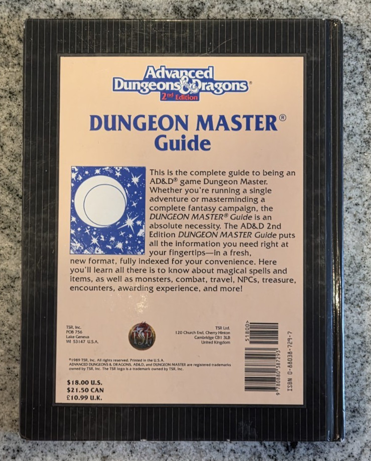 Advanced Dungeons & Dragons 2nd Edition Dungeon Master Guide - MPN 2100 - D&D