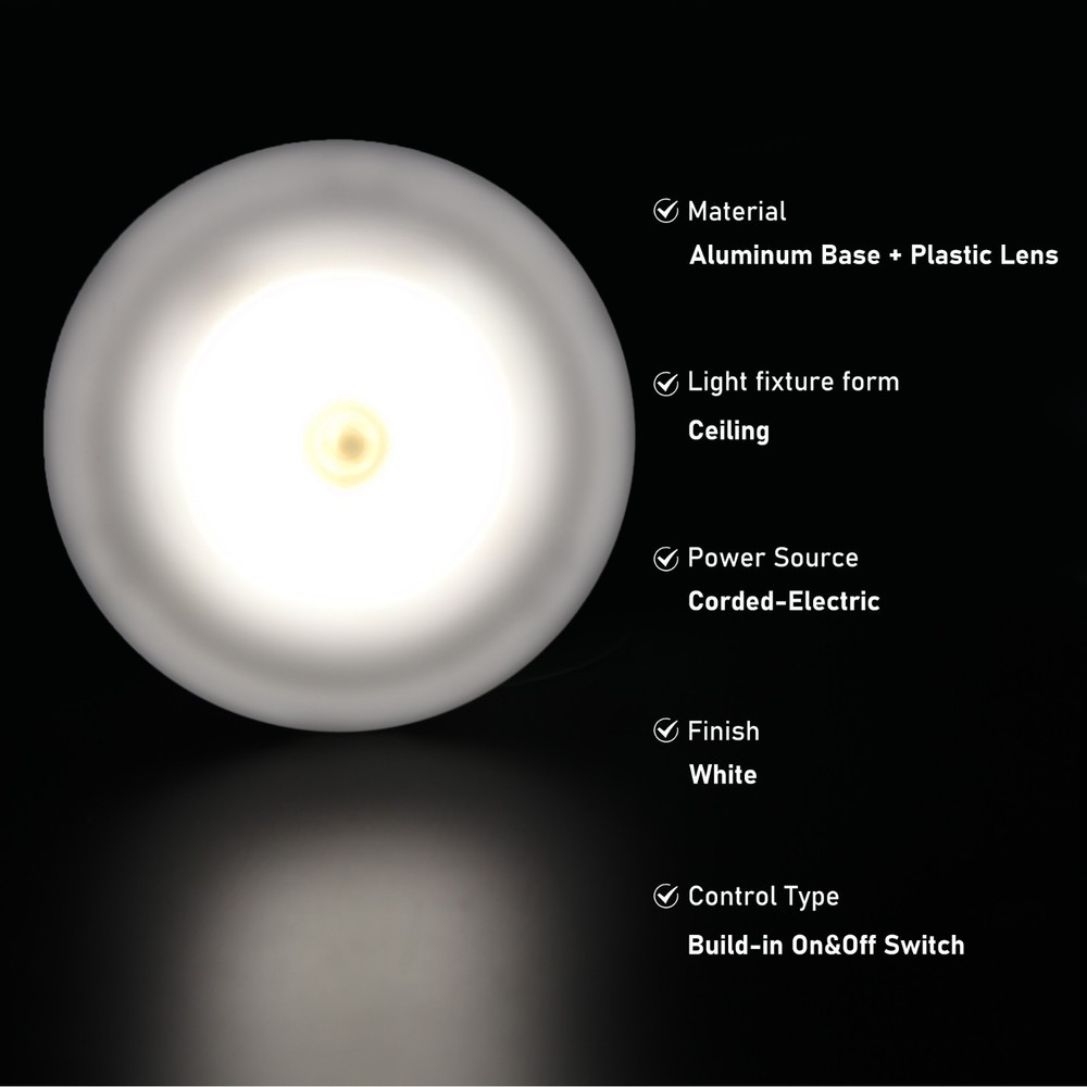 Facon 4.5" LED RV Puck Light 2Pack 12V Dome Light with Switch for RVs, Motorhome