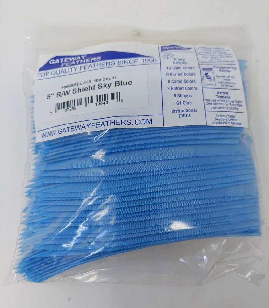 100pk Gateway Feathers 5" Right Wing: Shield Sky Blue 500RSSBL-100