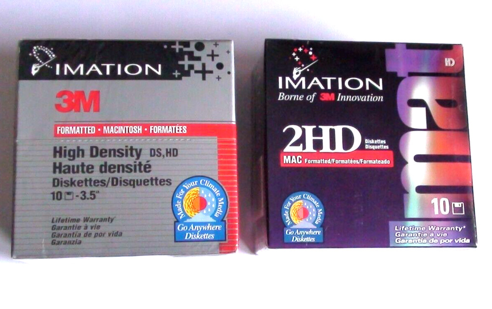 3M IMATION MAC FORMATTED HIGH DENSITY 2HD 3.5 DISKETTES  2 BOXES 10 DISKS EACH