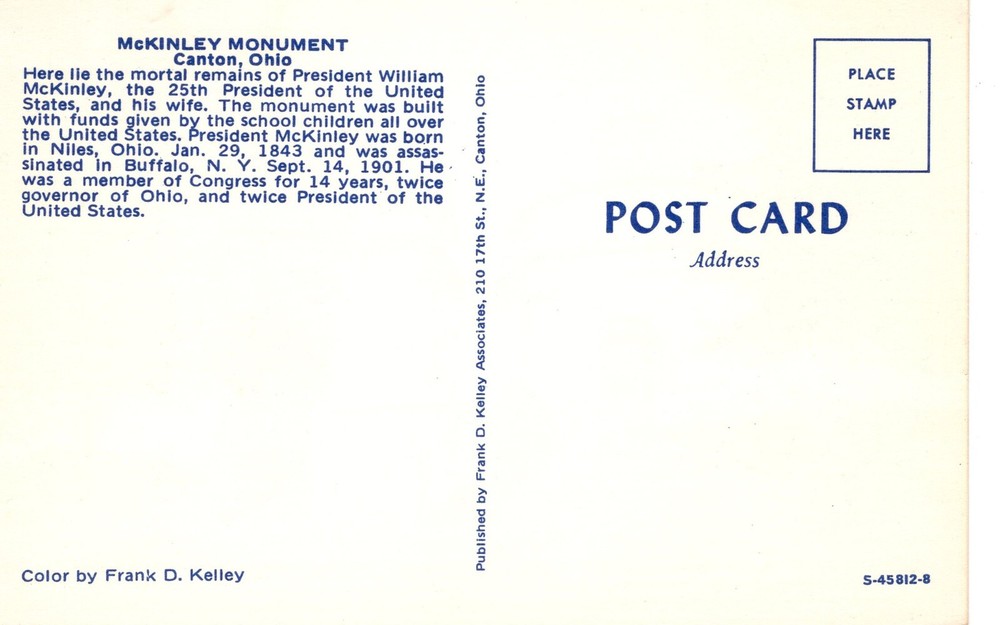 McKINLEY MONUMENT, CANTON, OH - PC7021