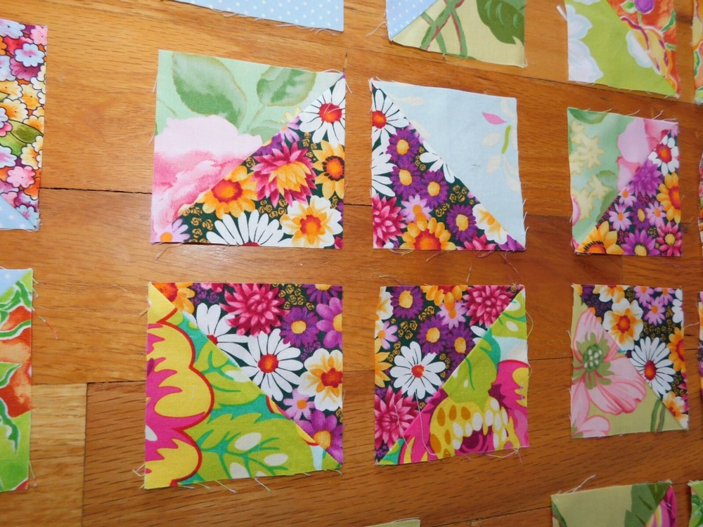 Handmade Two Patch Quilt Block Lot