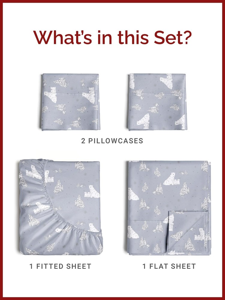 Full Polar Bears Sheet Set - Holiday Xmas Pattern Full, 44 -