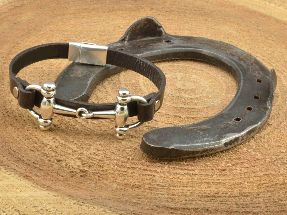snaffle bit leather bracelet