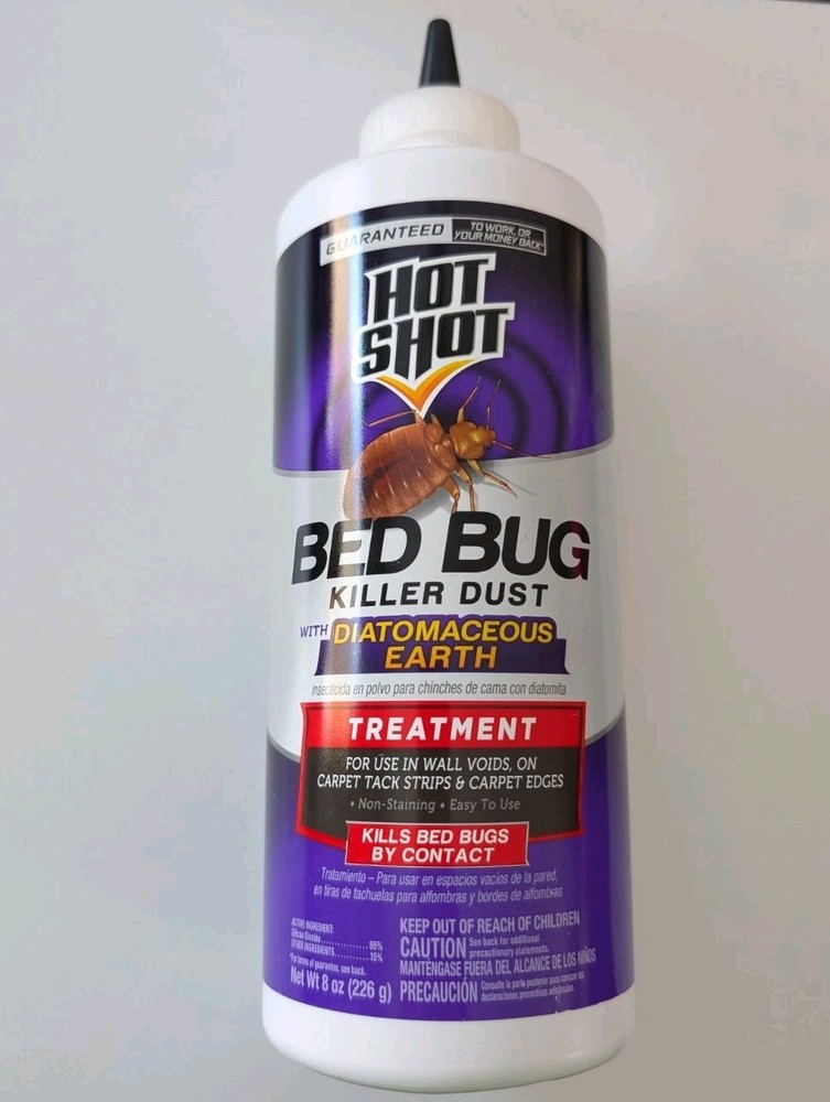 Hot Shot Bed Bug Killer Dust With Diatomaceous Earth 8oz BIN 1