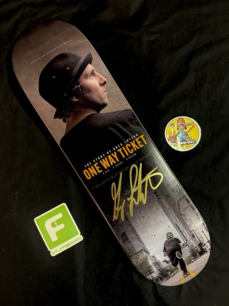 RARE SIGNED Greg Lutzka One Way Ticket Documentary Skateboard Deck AUTOGRAPHED