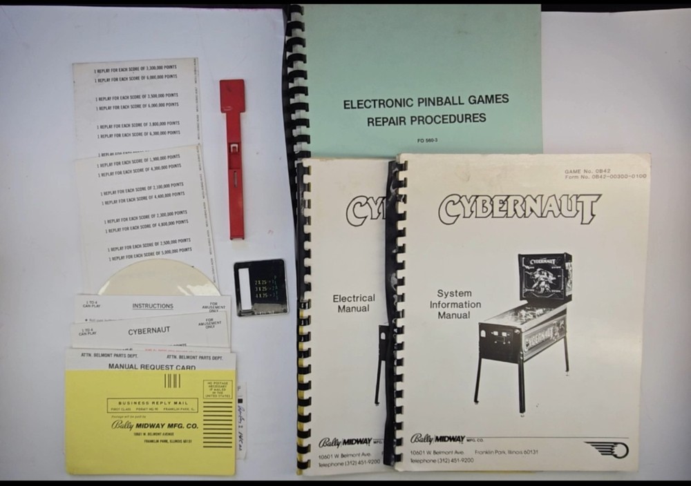 1985 Bally Midway "Cybernaut" Complete Electrical & System Information Manual ..