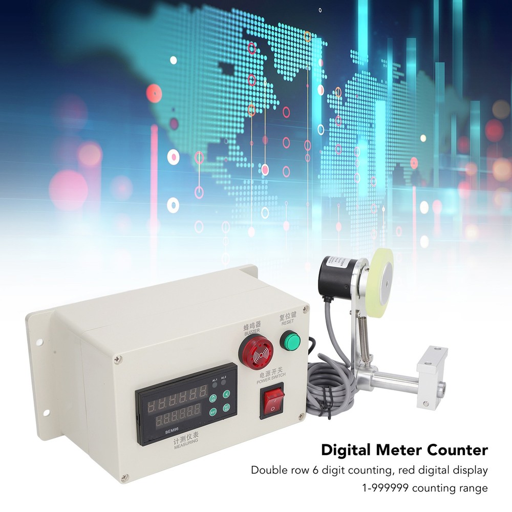 Digital Yard Meter Counter With Spring Bracket 6 Digit Roller Cable Wheel New