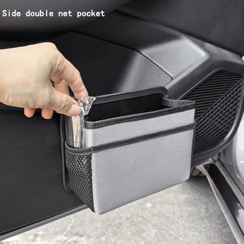 Car Trash Can, Foldable Multifunctional Hanging Storage Box Trash Can black