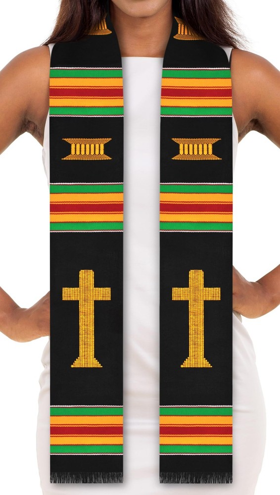 Cross Kente Stole (New Beautiful Black)